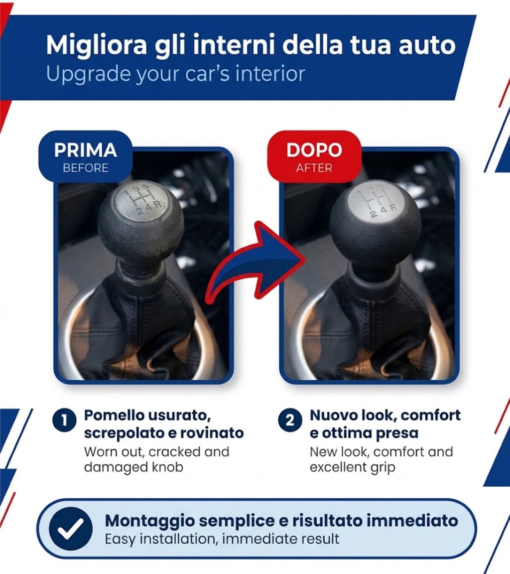 Pomello Cambio 5 Marce Compatibile con Suzuki Splash EX 2008-2012 Filettato, foro con diametro 12mm Placca Grigia solo per Leva Cilindrica