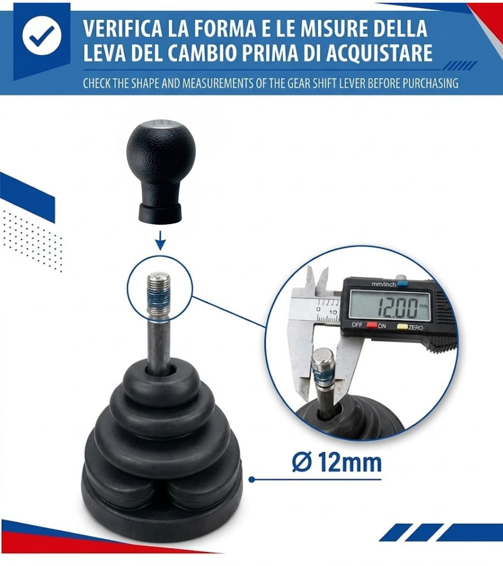 Pomello Cambio 5 Marce Compatibile con Suzuki Splash EX 2008-2012 Filettato, foro con diametro 12mm Placca Grigia solo per Leva Cilindrica