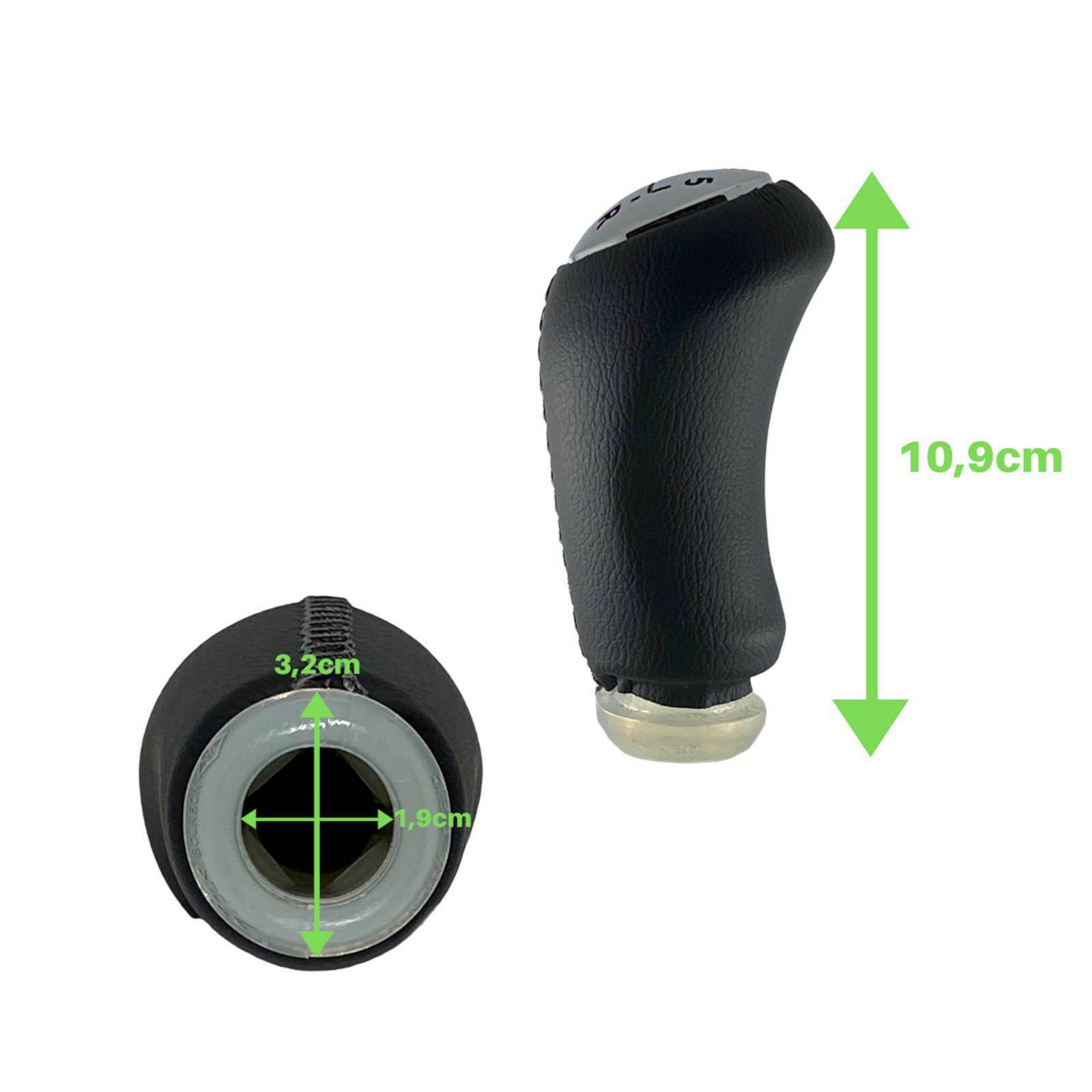 Pomello Leva Cambio Manuale 5 Marce Compatibile con Renault Megane Clio Scenic Cuciture Bianche