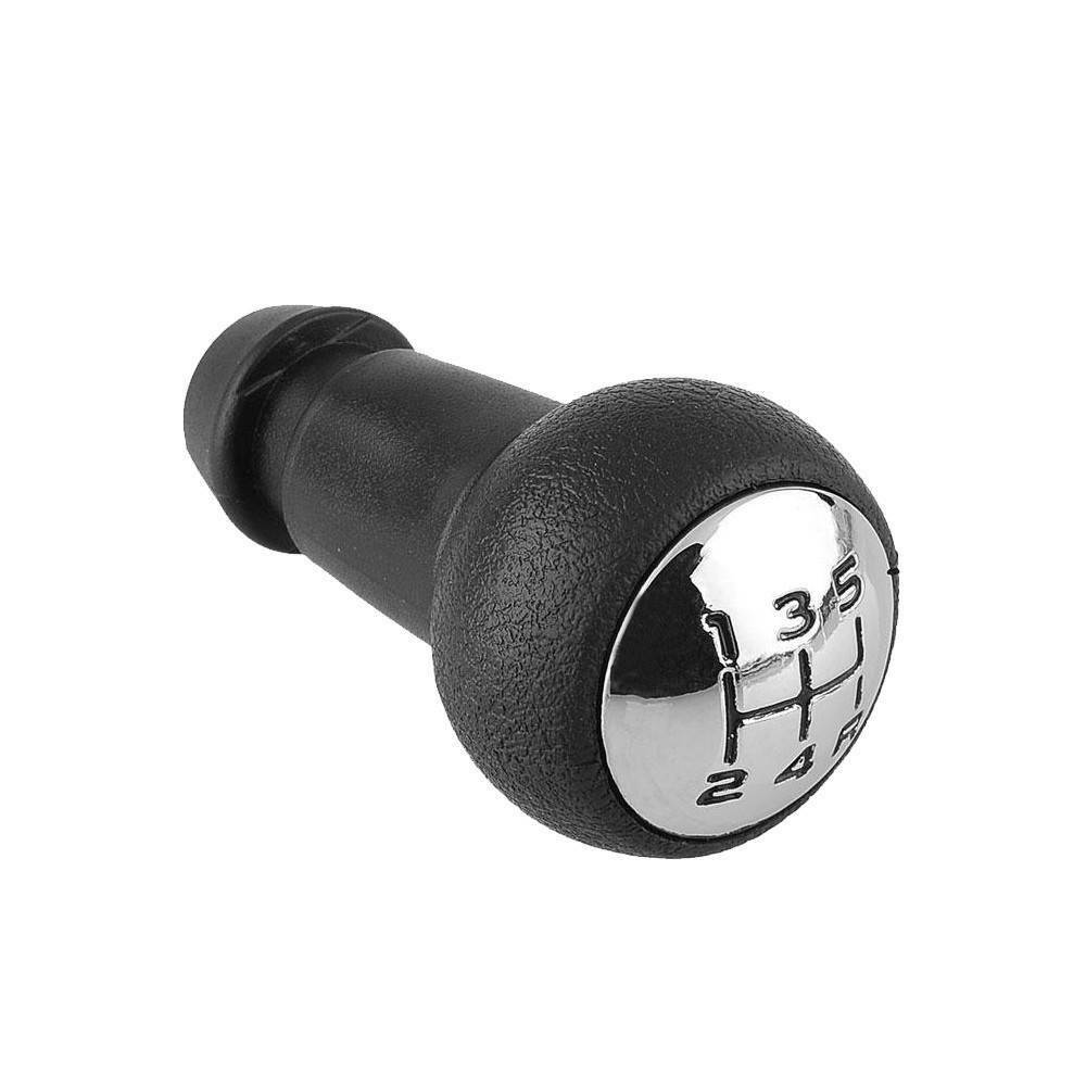 Pomello Leva Cambio Auto 5 Marce E Retromarcia Per Autovetture Nero E Argento Con Rifiniture Chrome Antipolvere