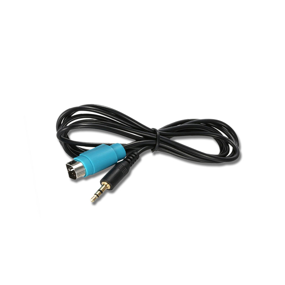 Cavo Funzione Aux Compatibile con Alpine CDA iDA IVA DVA, Adatto a KCE-236B, Connettore Azzurro a D per CD Changer, Jack 3.5mm Ingresso Audio