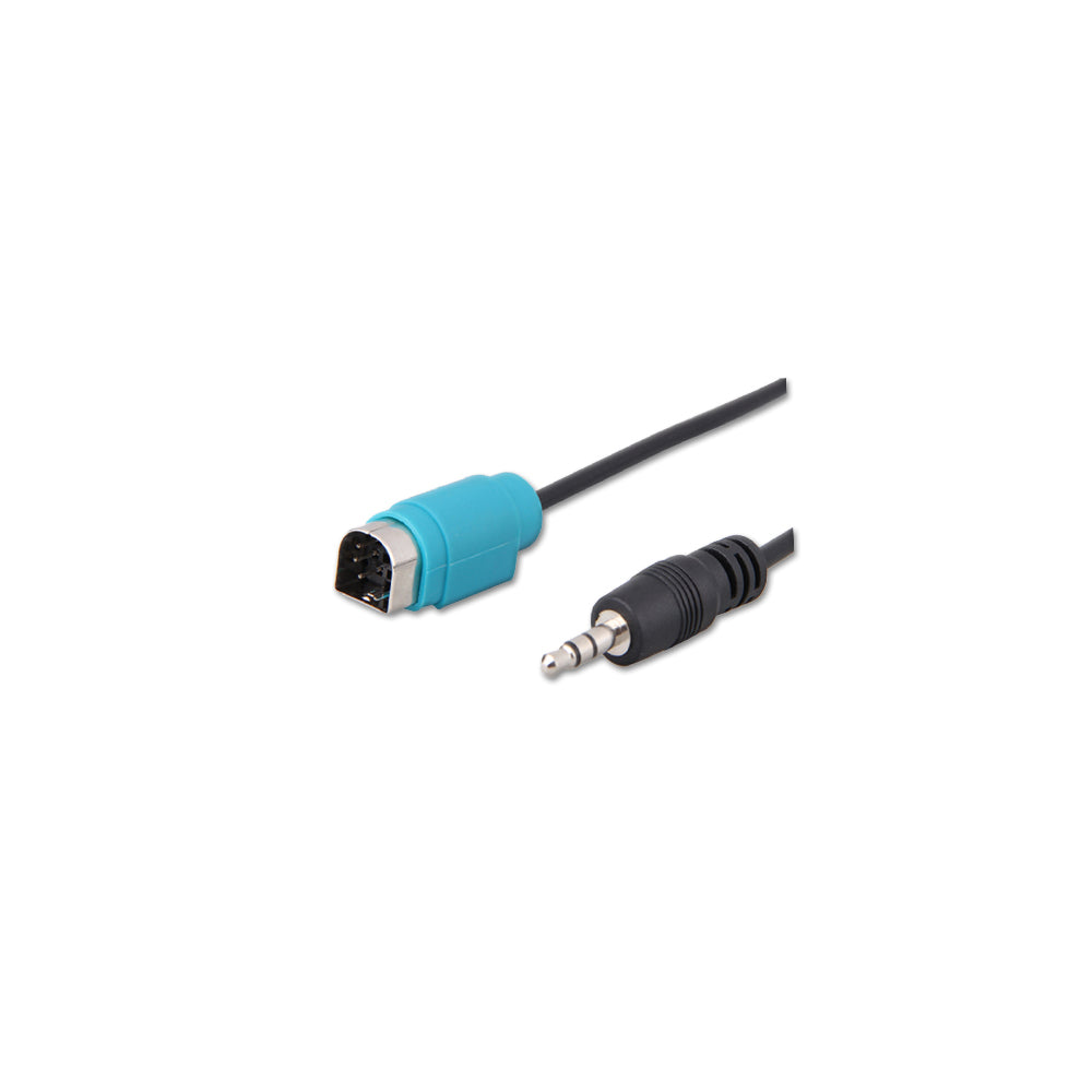 Cavo Funzione Aux Compatibile con Alpine CDA iDA IVA DVA, Adatto a KCE-236B, Connettore Azzurro a D per CD Changer, Jack 3.5mm Ingresso Audio