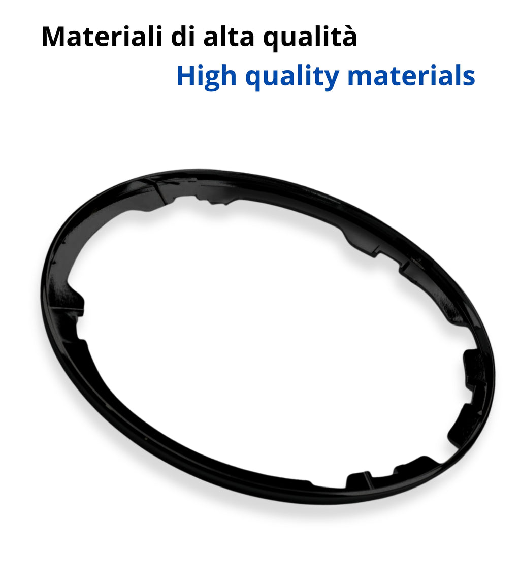 Cornice Esterna per Cuffia Leva Cambio Nero Lucido Cromato Compatibile con Fiat 500 500C 312 dal 2007, Telaio Fissaggio Cuffia, Verifica Codici OEM