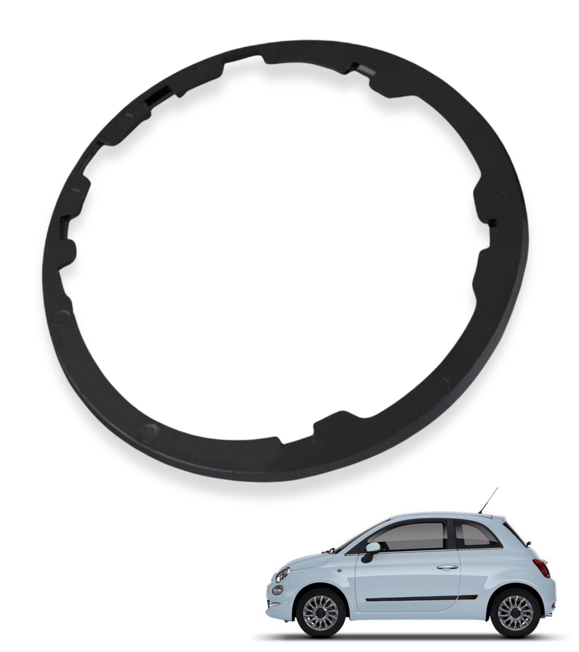 Cornice Esterna per Cuffia Leva Cambio Nero Lucido Cromato Compatibile con Fiat 500 500C 312 dal 2007, Telaio Fissaggio Cuffia, Verifica Codici OEM