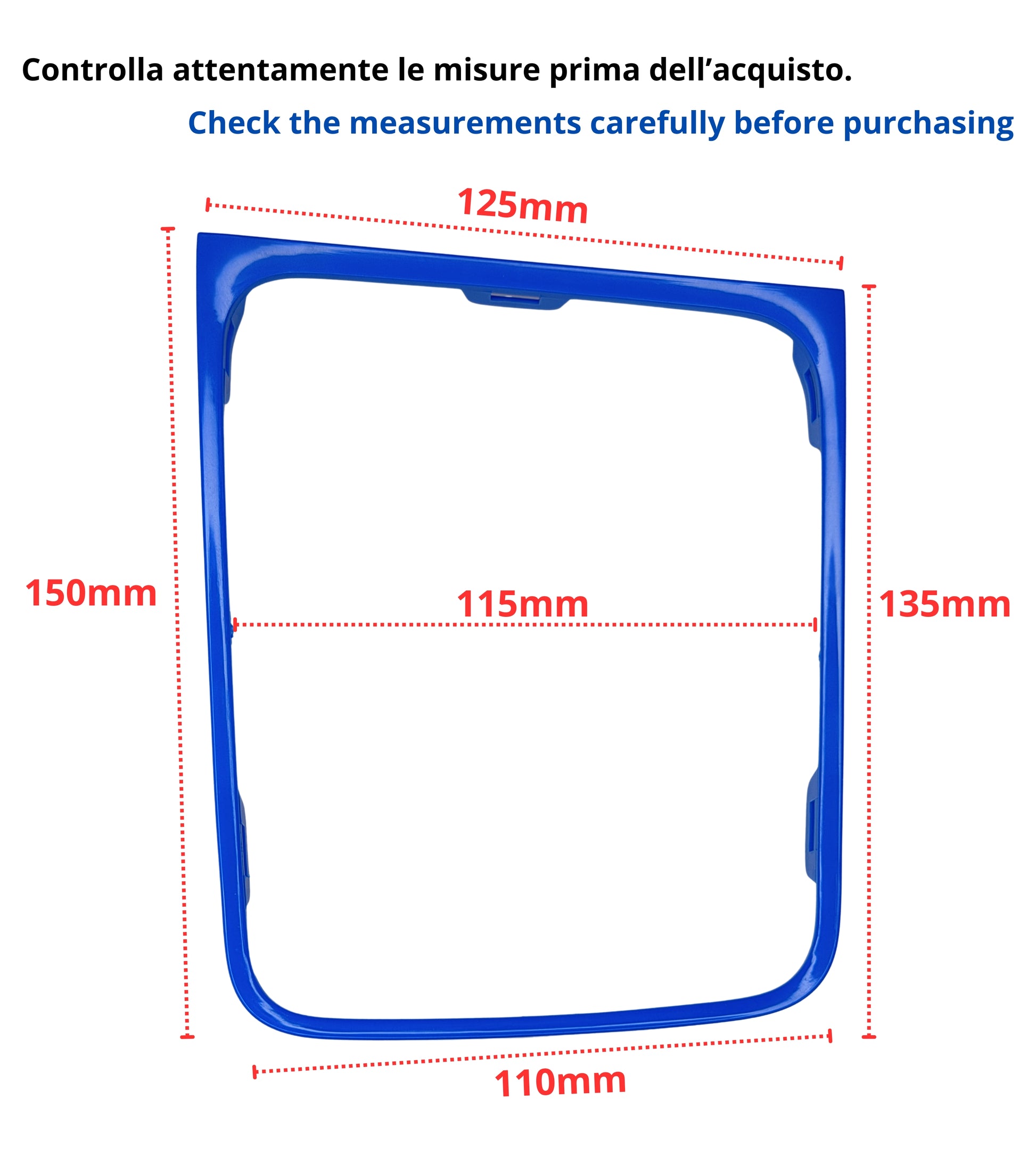 Cornice per Cuffia Leva Cambio Automatico, Colore Blu Lucido, Compatibile con Volkswagen Golf 7 e Golf 7.5 (VII) 2012-2020, Solo Guida a Sinistra (LHD)