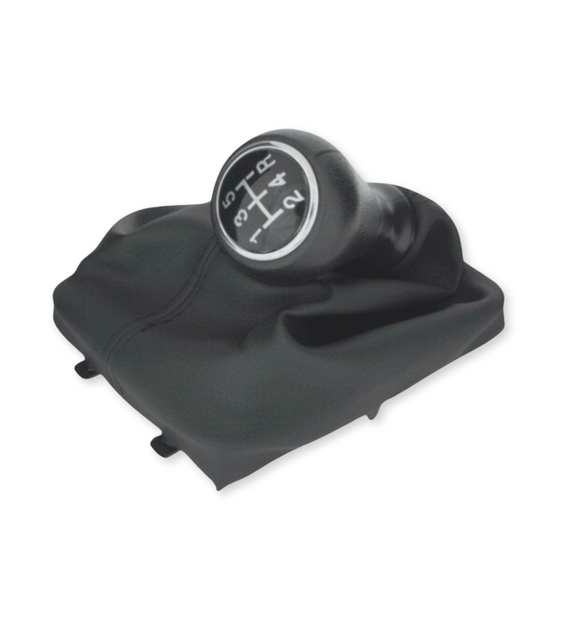 Kit per Leva Cambio Pomello Cambio 5 Marce con Cuffia Cuciture Rosse e Ghiera Compatibile con Peugeot 206 206+ 206 CC 206 SW, Retro Basso Destra