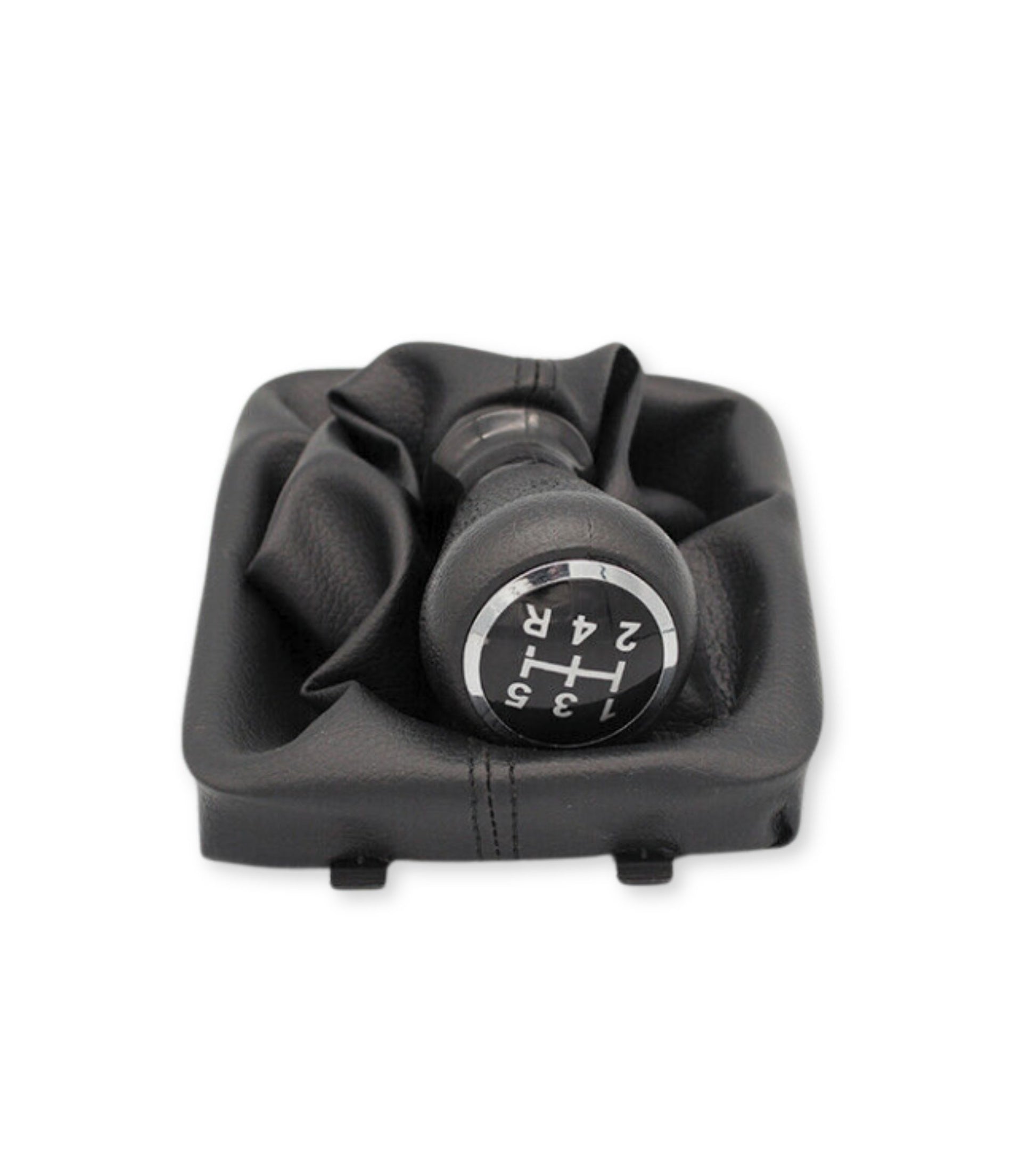 Kit per Leva Cambio Pomello Cambio 5 Marce con Cuffia Cuciture Rosse e Ghiera Compatibile con Peugeot 206 206+ 206 CC 206 SW, Retro Basso Destra