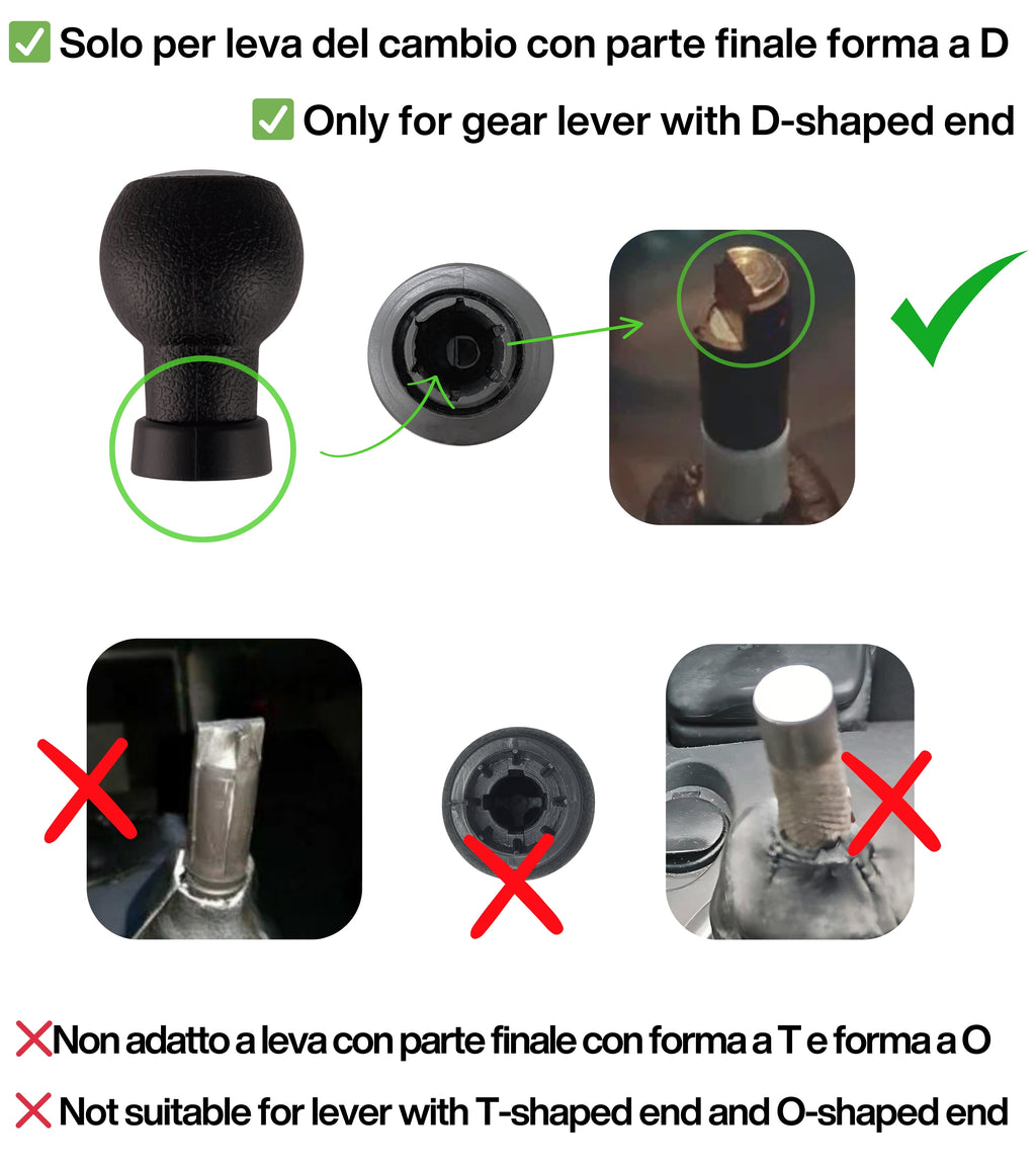 Pomello 5 Marce Compatibile con Suzuki Swift 2005-2010, Suzuki SX4 2007-2013, Suzuki ALTO 2009-2014, per Leva Cambio D, con Placca Lucida