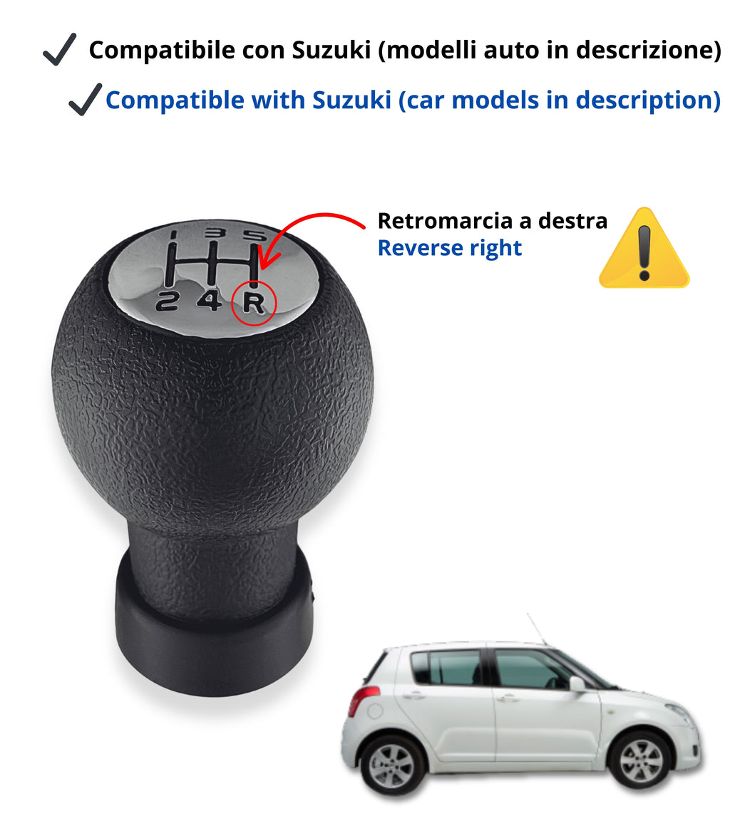 Pomello 5 Marce Compatibile con Suzuki Swift 2005-2010, Suzuki SX4 2007-2013, Suzuki ALTO 2009-2014, per Leva Cambio D, con Placca Lucida
