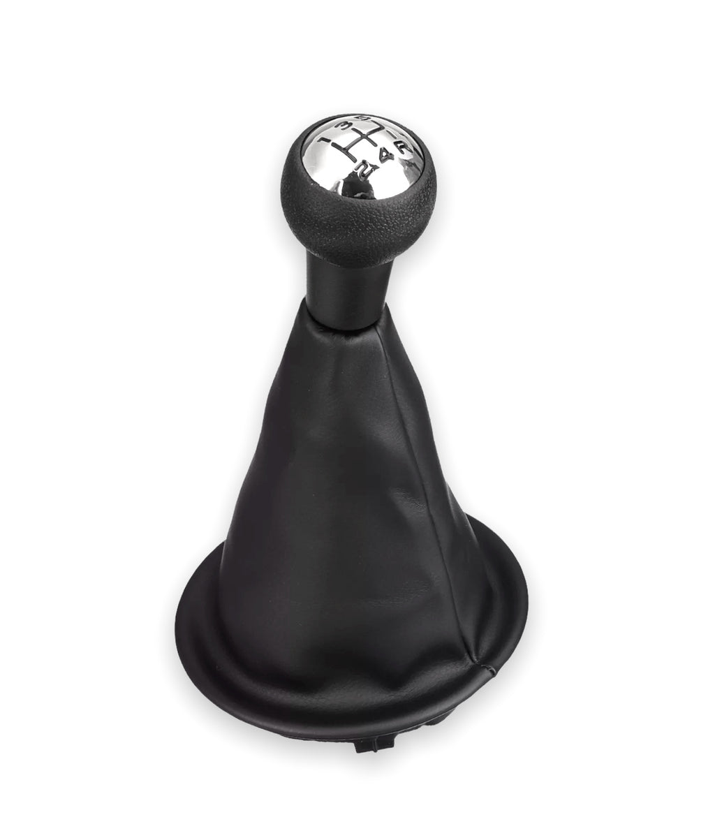 Set of Black Leatherette Gear Knob and Boot with Ring for Gear Lever Compatible with Citroen Berlingo III from 2008 Peugeot Partner from 2008
