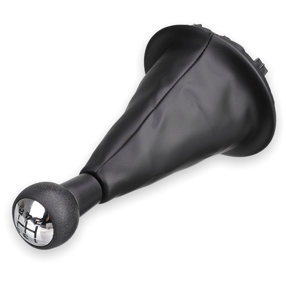 Set of Black Leatherette Gear Knob and Boot with Ring for Gear Lever Compatible with Citroen Berlingo III from 2008 Peugeot Partner from 2008