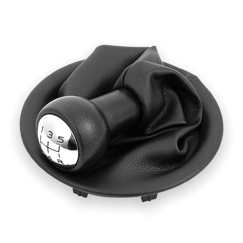 Set of Black Leatherette Gear Knob and Boot with Ring for Gear Lever Compatible with Citroen Berlingo III from 2008 Peugeot Partner from 2008