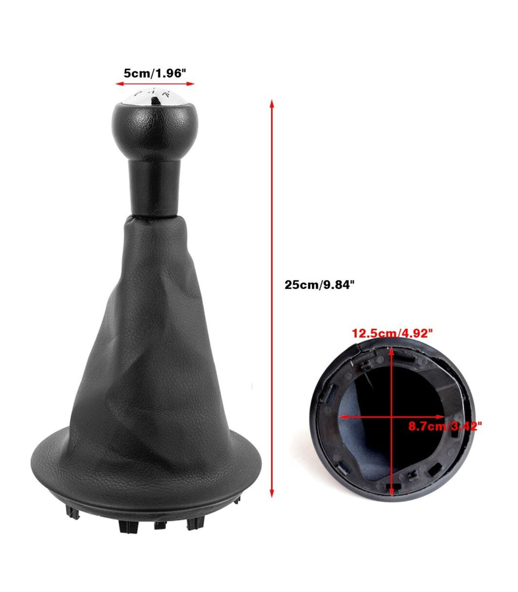 Set of Black Leatherette Gear Knob and Boot with Ring for Gear Lever Compatible with Citroen Berlingo III from 2008 Peugeot Partner from 2008
