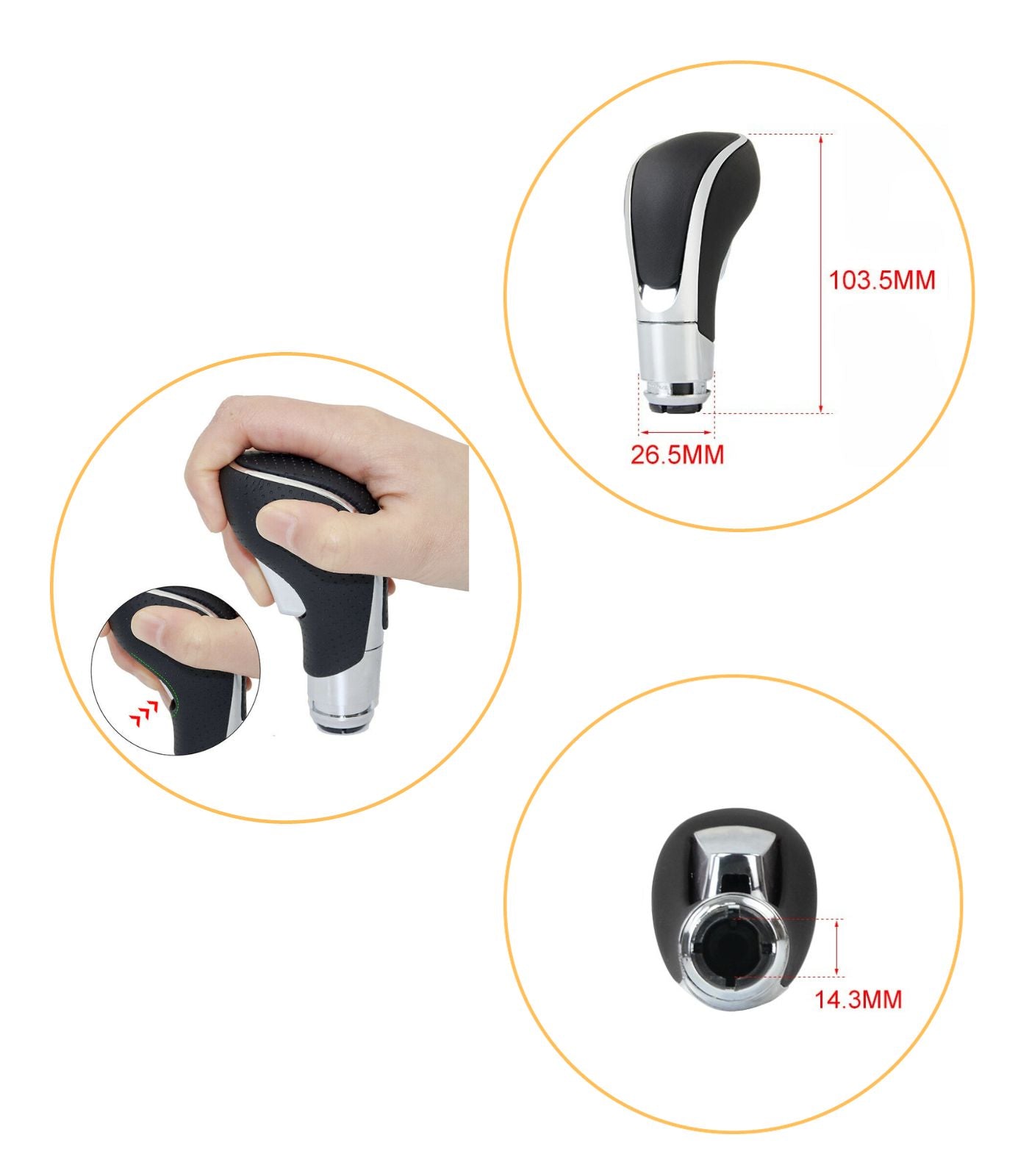 Automatic Gear Shift Knob For Opel Insignia Meriva Zafira Grey Black