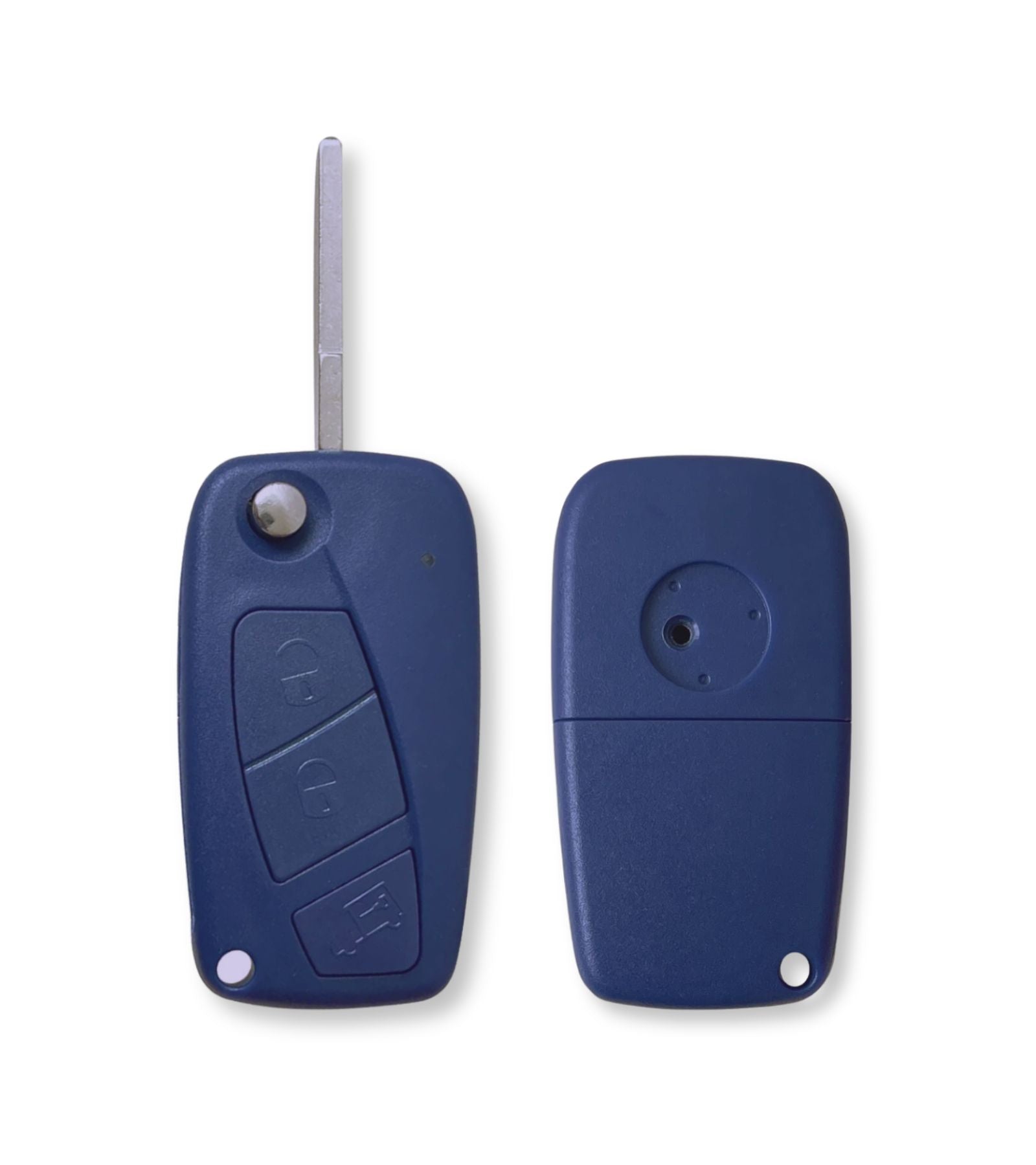 3 button key shell and blade compatible with Fiat Ducato Qubo Doblo' Scudo with SIP22 blade rear battery compartment and van symbol