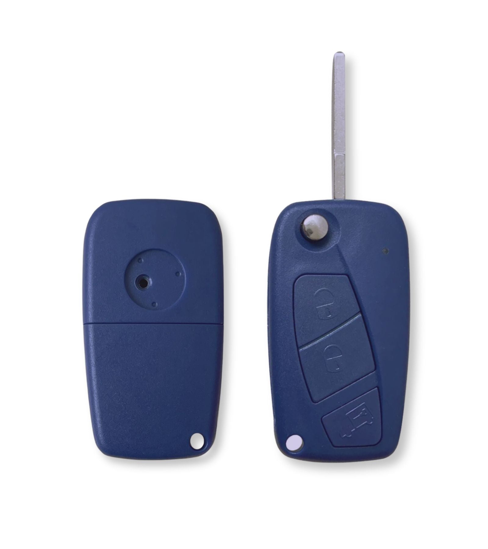 3 button key shell and blade compatible with Fiat Ducato Qubo Doblo' Scudo with SIP22 blade rear battery compartment and van symbol