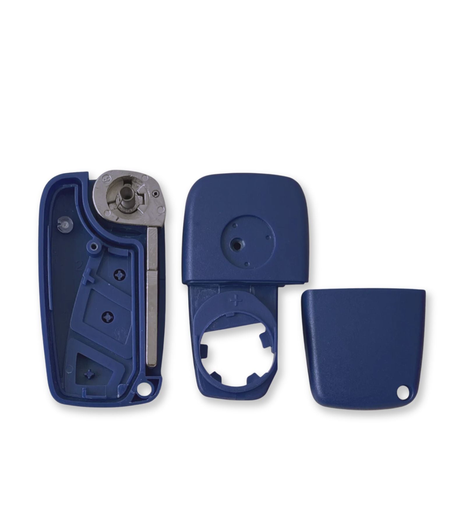 3 button key shell and blade compatible with Fiat Ducato Qubo Doblo' Scudo with SIP22 blade rear battery compartment and van symbol