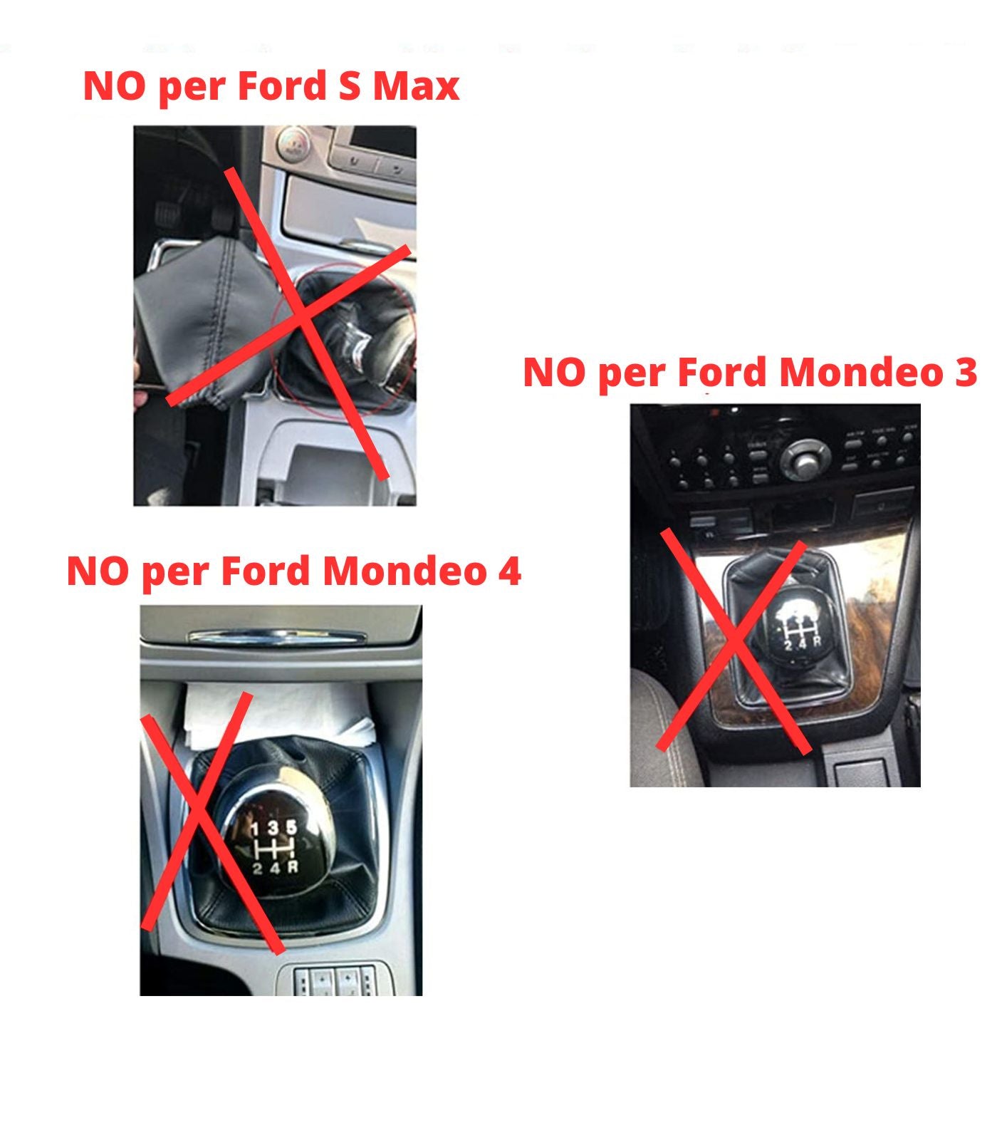 5 Speed ​​Gear Knob and Gaiter Set Compatible with Ford Focus MK2 MKII 2008-2014 with Big Frame