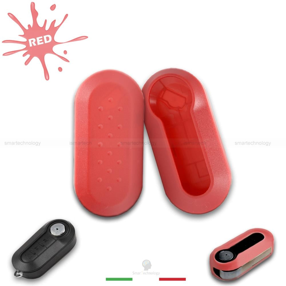 SHELL COVER VARIOUS COLORS ABS MATERIAL FOR 3 BUTTON CAR KEY SHELL FIAT 500 500L PUNTO EVO LANCIA Y MUSA DELTA (Red)