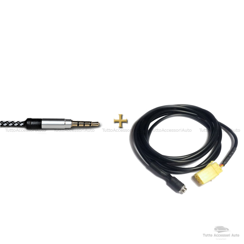 Kit Cavo Aux Jack Femmina per Fiat Grande Punto Evo Croma 500 Lancia Musa Y Alfa Autoradio Blaupunkt + Cavo Nylon Besync Grigio (gray)
