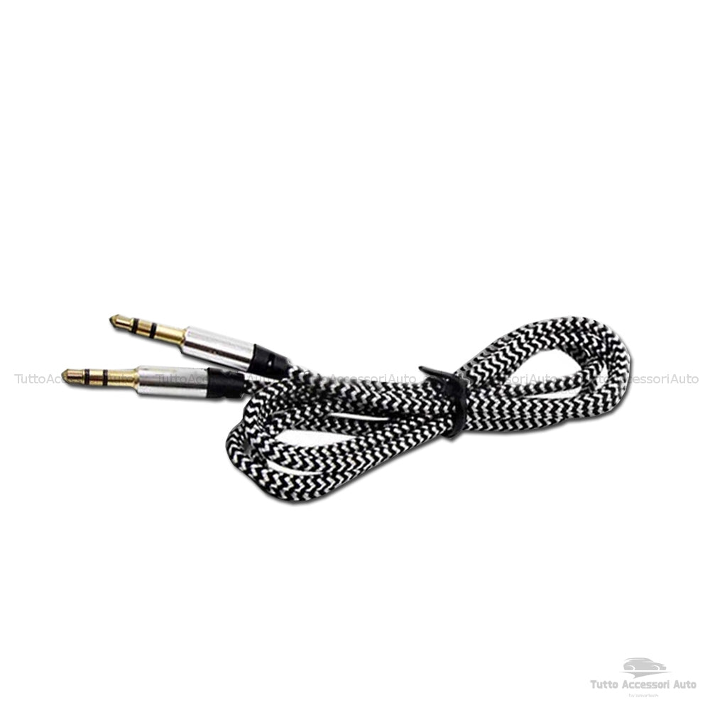 Kit Cavo Aux Jack Femmina per Fiat Grande Punto Evo Croma 500 Lancia Musa Y Alfa Autoradio Blaupunkt + Cavo Nylon Besync Grigio (gray)