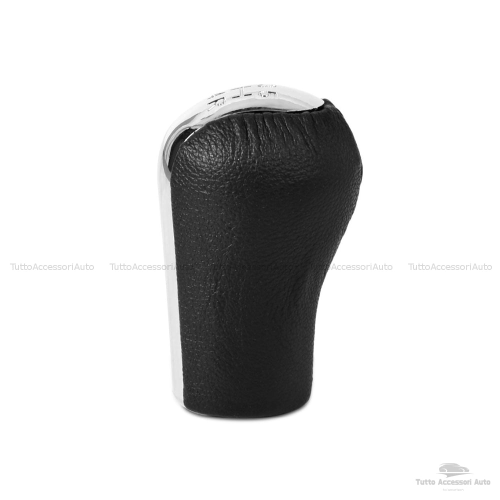 Manual Gear Knob 5 Speed ​​and Reverse Gear Compatible Replacement Car Black Color with Polished Chrome Finish and Abs Material Coating Plug &amp; Play Installation