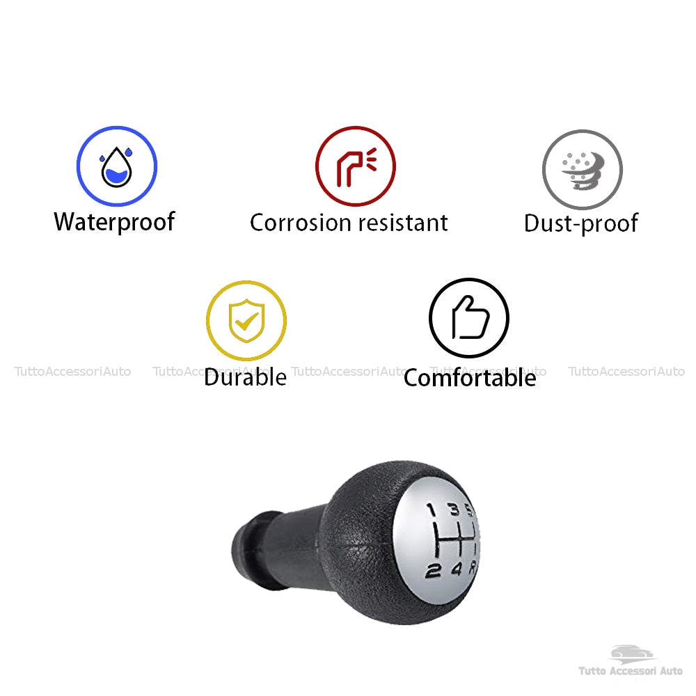 Manual Car Gear Knob 5 Speed ​​and Reverse Black for Cars Vehicles Satin Finish Diameter 5 Cm