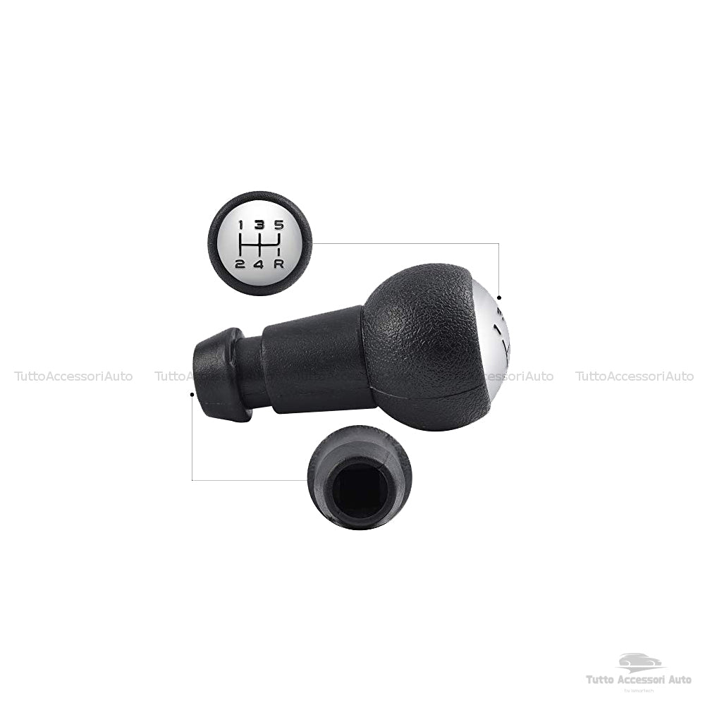 Manual Car Gear Knob 5 Speed ​​and Reverse Black for Cars Vehicles Satin Finish Diameter 5 Cm