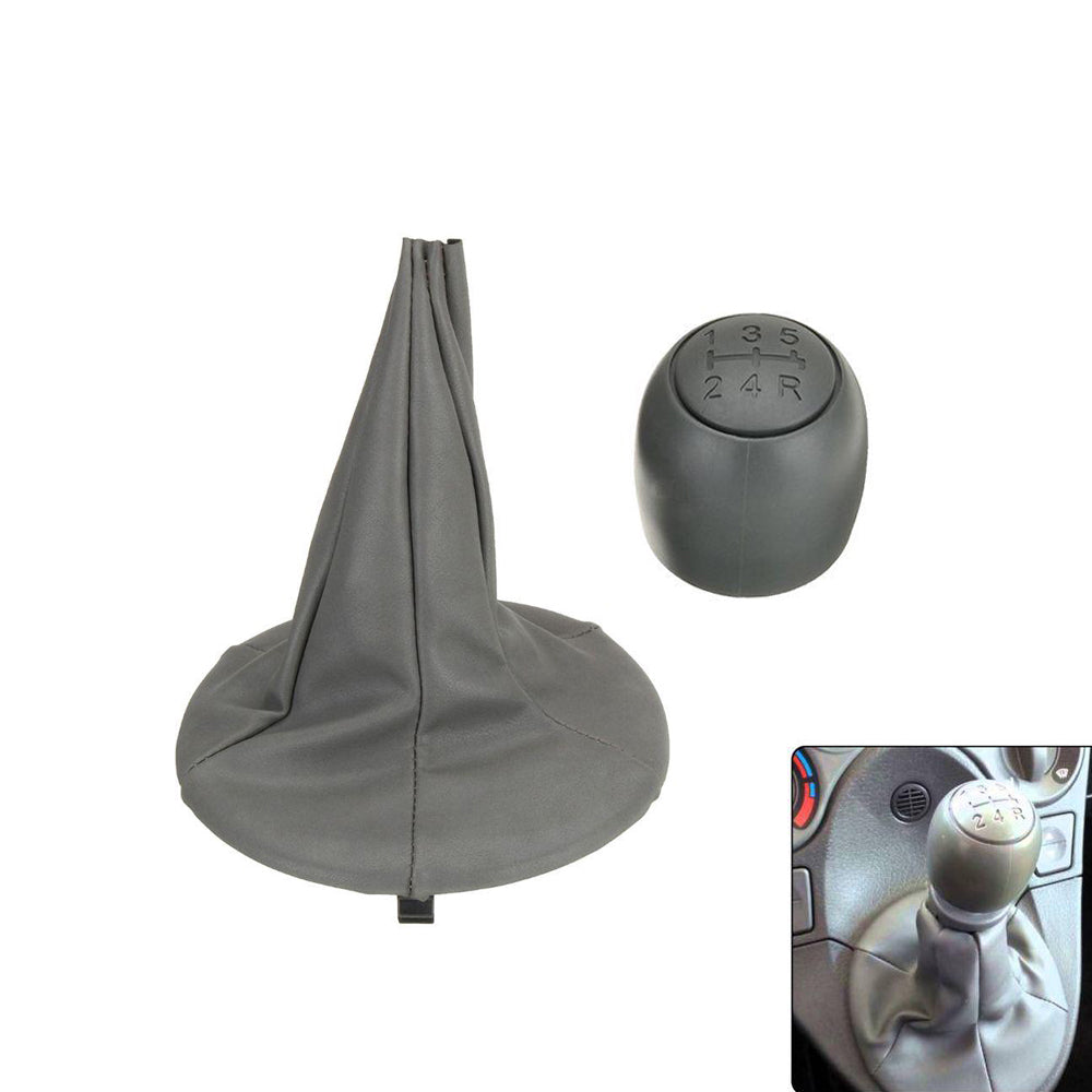 Pomello Cambio 5 Marce + Cuffia + Anello di Ritenzione Auto Fiat Panda 500 500c
