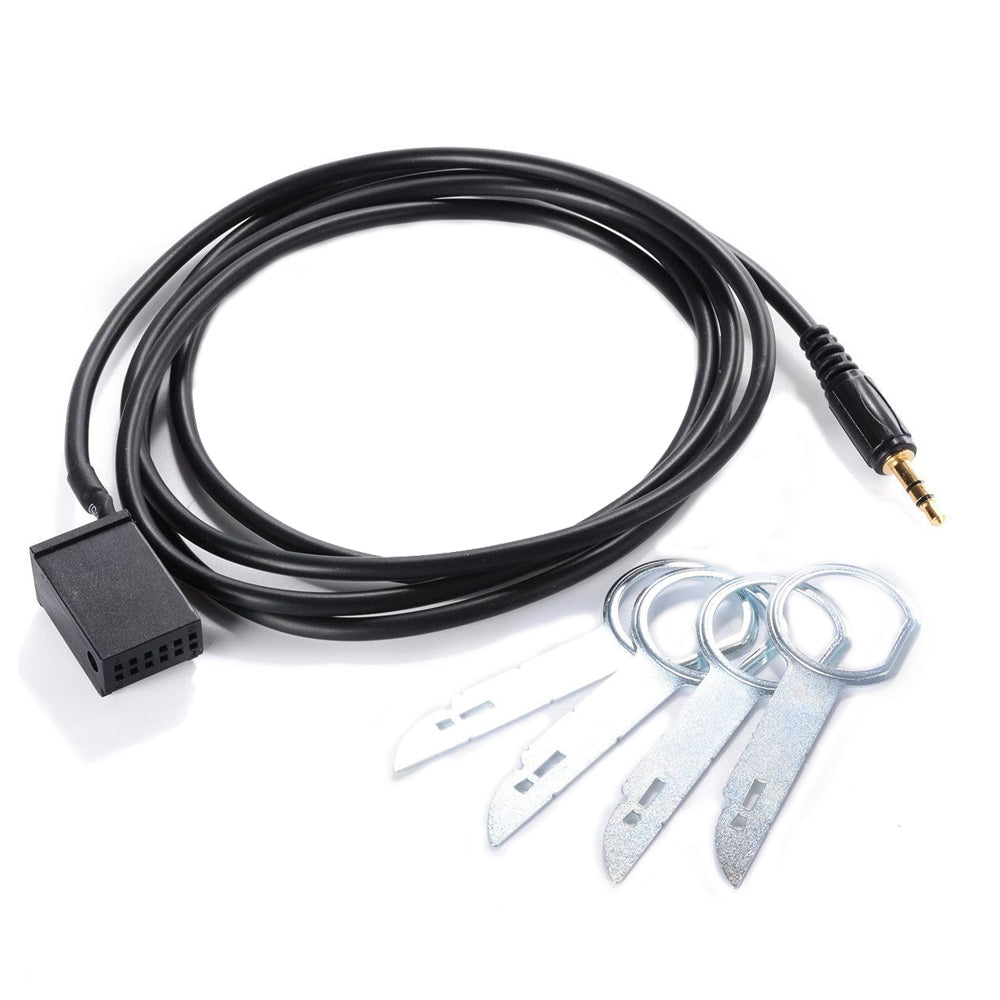 Aux Cable for OEM Car Radio Compatible for 6000CD Series Compatible with Fiesta Mondeo Focus C-Max Fusion Galaxy with Aux Button + 4 Radio Removal Keys 3.5mm Male Jack