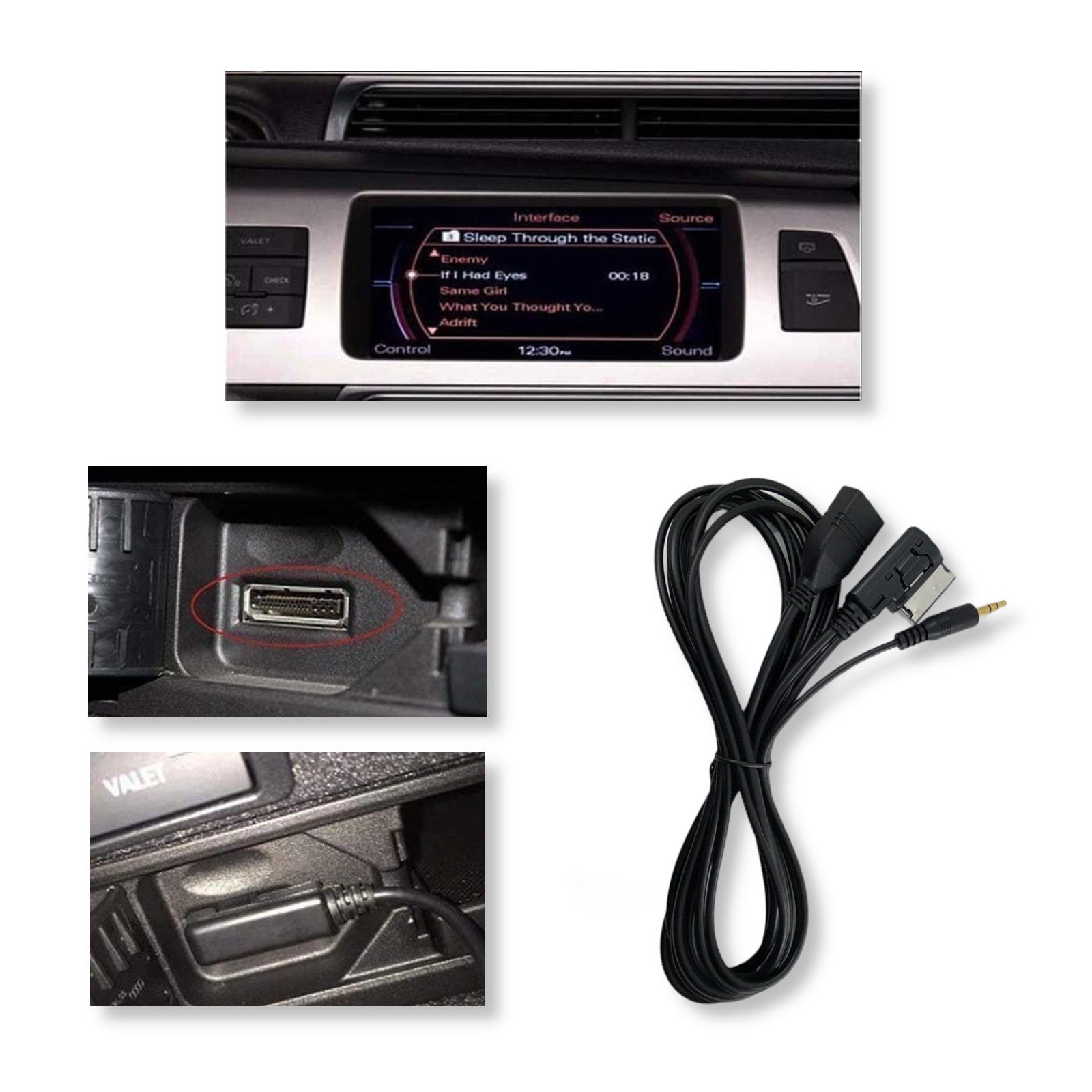 USB AUX CABLE AMI MMI AUDIO AUX COMPATIBLE WITH AUDI A3 A4 A5 VW GOLF PASSAT TOUAREG