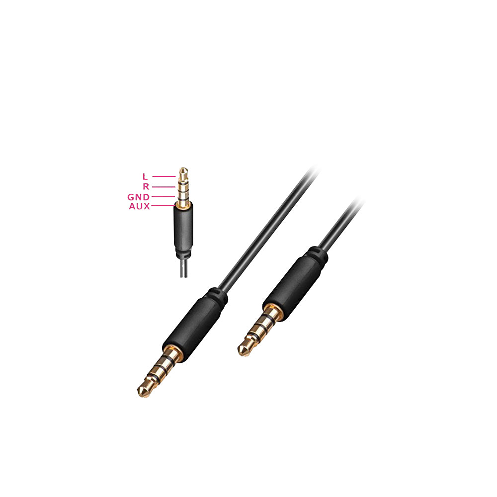 Aux Audio Cable Double Jack Male 3.5mm Rubber Coating Gold-Plated Aluminum Connectors For Smartphone Mp3 Tablet PC Audio Headphones Car Radio TV (Black)